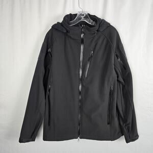 Tacvasen Soft Shell Military Jacket Men's Large Black Full Zip Up Hooded Pockets